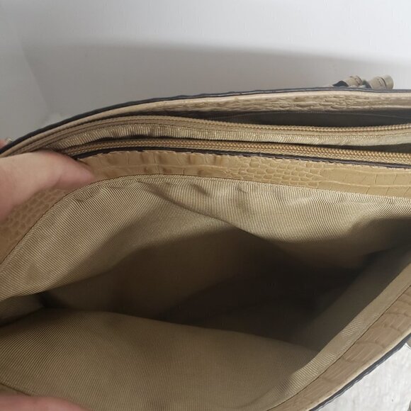 Etienne Aigner Tan Croc Embossed Leather Shoulder Tote Bag - Picture 11 of 16